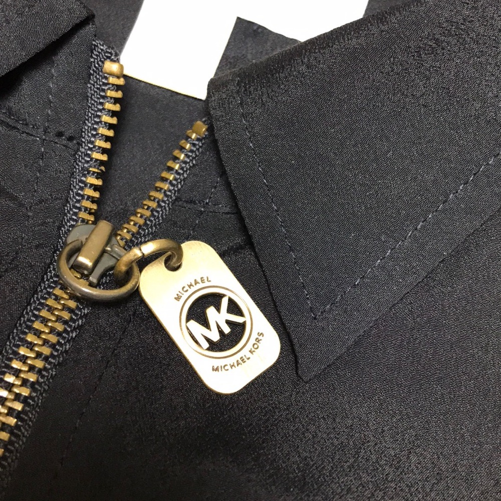 *MICHEAL KORS* Long Sleeve Zip Blouse Top Navy M - Picture 8 of 9